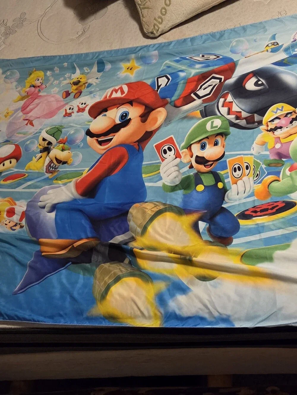 Super Mario Wall Tapestry, photo backdrop, Birthday banner Mario Party star Rush